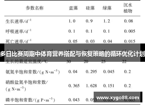 多日比赛周期中体育营养搭配与恢复策略的循环优化计划